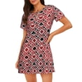 thumbnail image 1 of Balery Poker Camisón de manga corta con cuello redondo para mujer, cómodo y elegante., 1 of 6