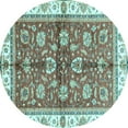 thumbnail image 1 of Ahgly Company Indoor Round Oriental Light Blue Traditional Area Rugs, 7' Round, 1 of 4