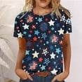 thumbnail image 1 of T-Shirts d'Été pour Femmes Grande Taille, Hauts d'Été pour Femmes, T-Shirts d'Été Décontractés à Col Rond à Manches Courtes, Imprimé Drapeau, Coupe Ajustée, Hauts Basiques, Tees, Blouses, T-Shirt à Col en V pour Femmes en Liquidation, 1 of 6