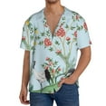 thumbnail image 3 of Fotbe Chinoiserie Floral Palm Tree print Short Sleeve Button Down Shirts for Men Casual Summer Beach Wrinkle Free Shirt-X-Large, 3 of 7