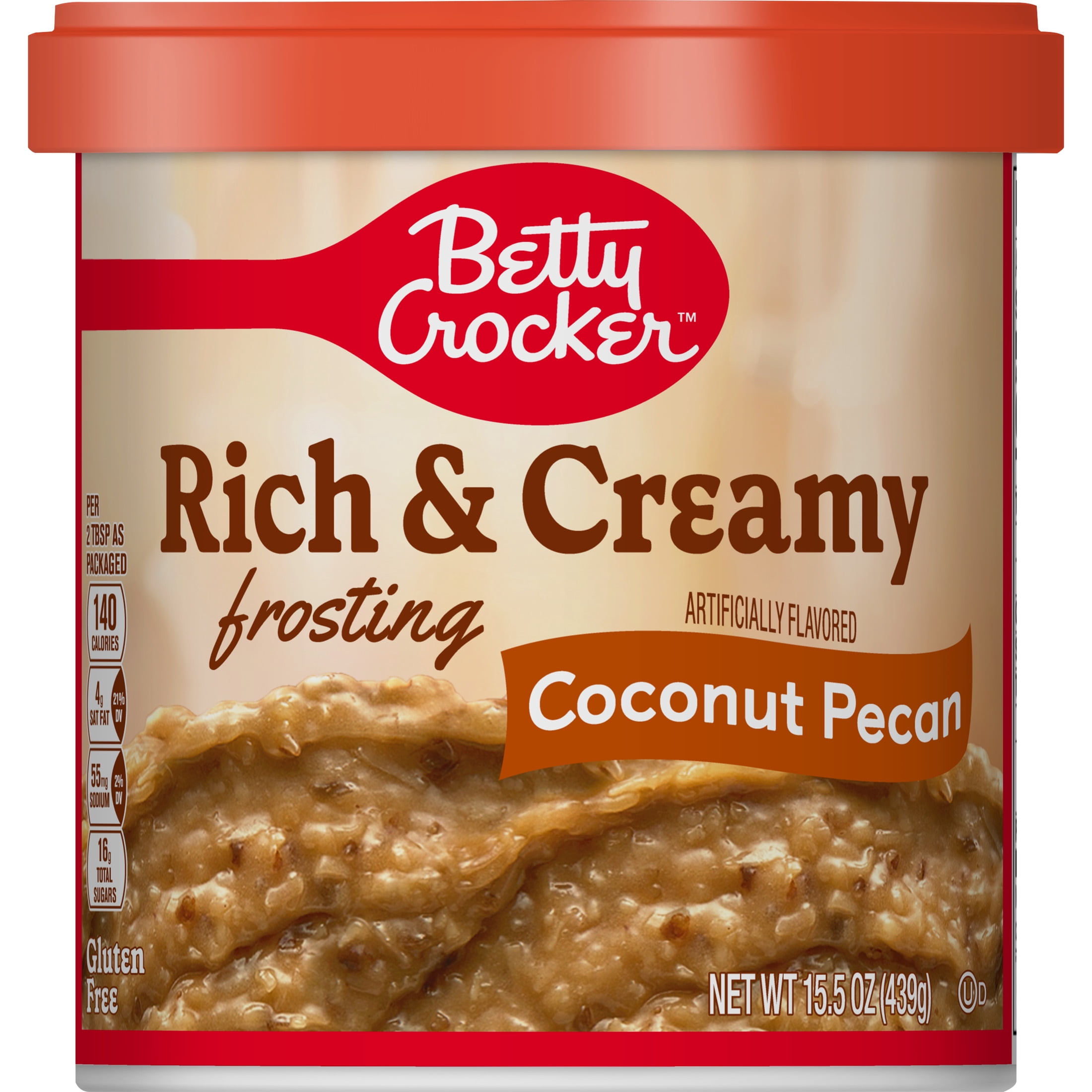 (2 pack) Betty Crocker Rich and Creamy Coconut Pecan Frosting, Gluten Free, 15.5 oz