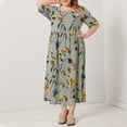 thumbnail image 6 of ZANZEA Women Crew Neck Short Sleeve Floral Printe Swing Long Maxi Dress FZH, 6 of 11