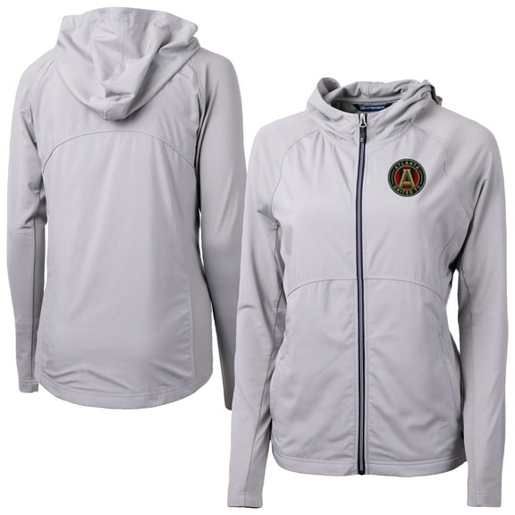 Women's-Cutter & Buck Gray Atlanta United FC Adapt Eco Knit Hybrid Recycled Raglan Full-Zip Jacket