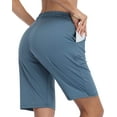 thumbnail image 3 of Charmo Women Bermuda Shorts with Pockets Athletic Knee Length Workout Biker Shorts, 3 of 6