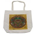 thumbnail image 1 of Tribal Shopping Bag, Chaotic Design Image with Symbolic Items in Medallion Shape Ornate Print, Eco-Friendly Reusable Bag for Groceries Beach and More, 15.5" X 14.5", Cream, by Ambesonne, 1 of 2