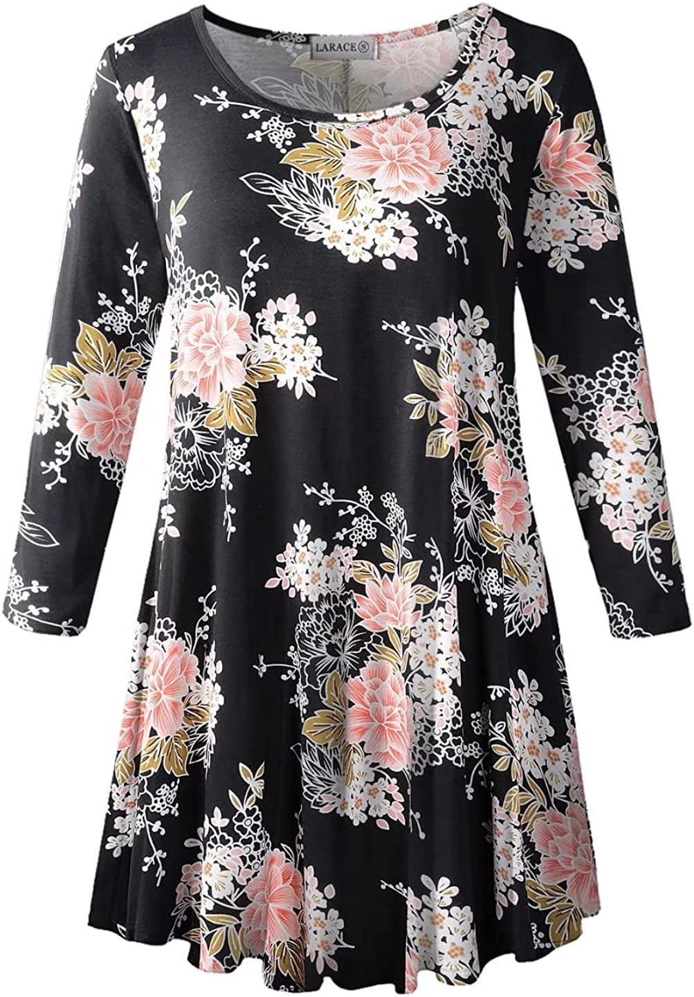 LARACE 3/4 Sleeve Shirts for Women Plus Size Tunic Dressy Top Loose Fit ...