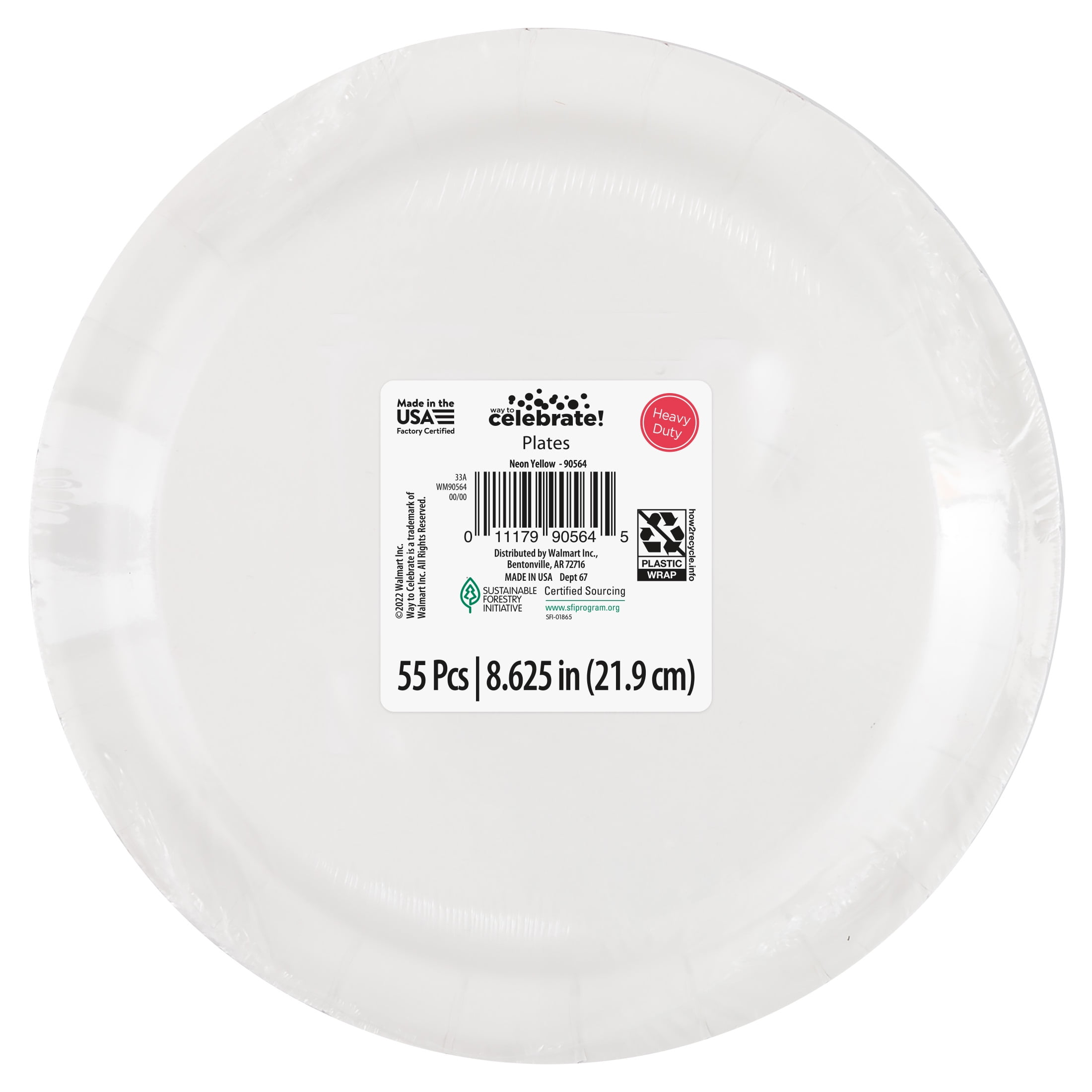 Way to Celebrate! Neon Yellow Paper Dessert Plates, 7in, 70ct