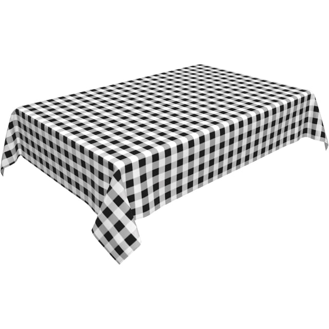Rectangle Tablecloth 54 x 72 Inch, White Black Buffalo Check Plaid Rectangular Table Cloth Breathable Table Cloths Outdoor Tablecloth for Restaurant, Picnic, Indoor and Outdoor Dining
