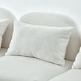 thumbnail image 5 of 3 Seat Teddy Fabric Lazy Sofa with Removable Backrest , Sponge Couch with Armrests for Living Room, Bedroom, White, 5 of 7