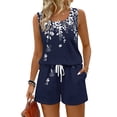 thumbnail image 2 of UDAUDU Short Sets Women 2 Piece Outfits Floral Graphic Sleeveless Tank Tops and Shorts Beach Loose Fit Loungewear Navy S, 2 of 8