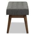 thumbnail image 5 of Baxton Studio Elia Mid-Century Modern Walnut Wood Dark Grey Fabric Button-Tufted Bench, 5 of 7