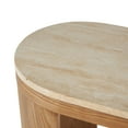 thumbnail image 5 of DecMode 44" x 32" Brown Wood Curved Crescent Console Table with Oval Beige Marble Tabletop, 1-Piece, 5 of 9