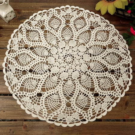 

Wanwan 60cm Cotton Hand Crochet Round Lace Hollow Out Tablecloth Table Cloth Cover