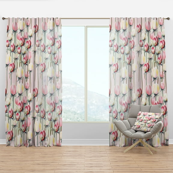 Designart 'Blossom Pink XIII' Traditional Curtain Panel