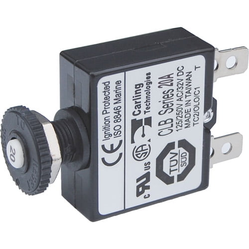Blue Sea Systems Push Button Reset Only Quick Connect Circuit Breaker, 20 Amp by Generic