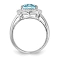 thumbnail image 5 of Auriga Fine Jewelry 925 Sterling Silver Rhodium Diamond & Checker-Cut Sky Blue Topaz Ring for Women Size 7, 5 of 6