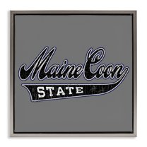 Stupell Industries Varsity Maine Coon State Novelty & Humor Painting Gray Floater Framed Canvas Art Print Wall Art, 25 x 25