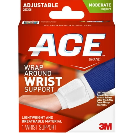 1 Wrap Around - 4 Pack - ACE Adjustable Wrap Around Wrist Brace, Moderate Support, One Size 1 Each