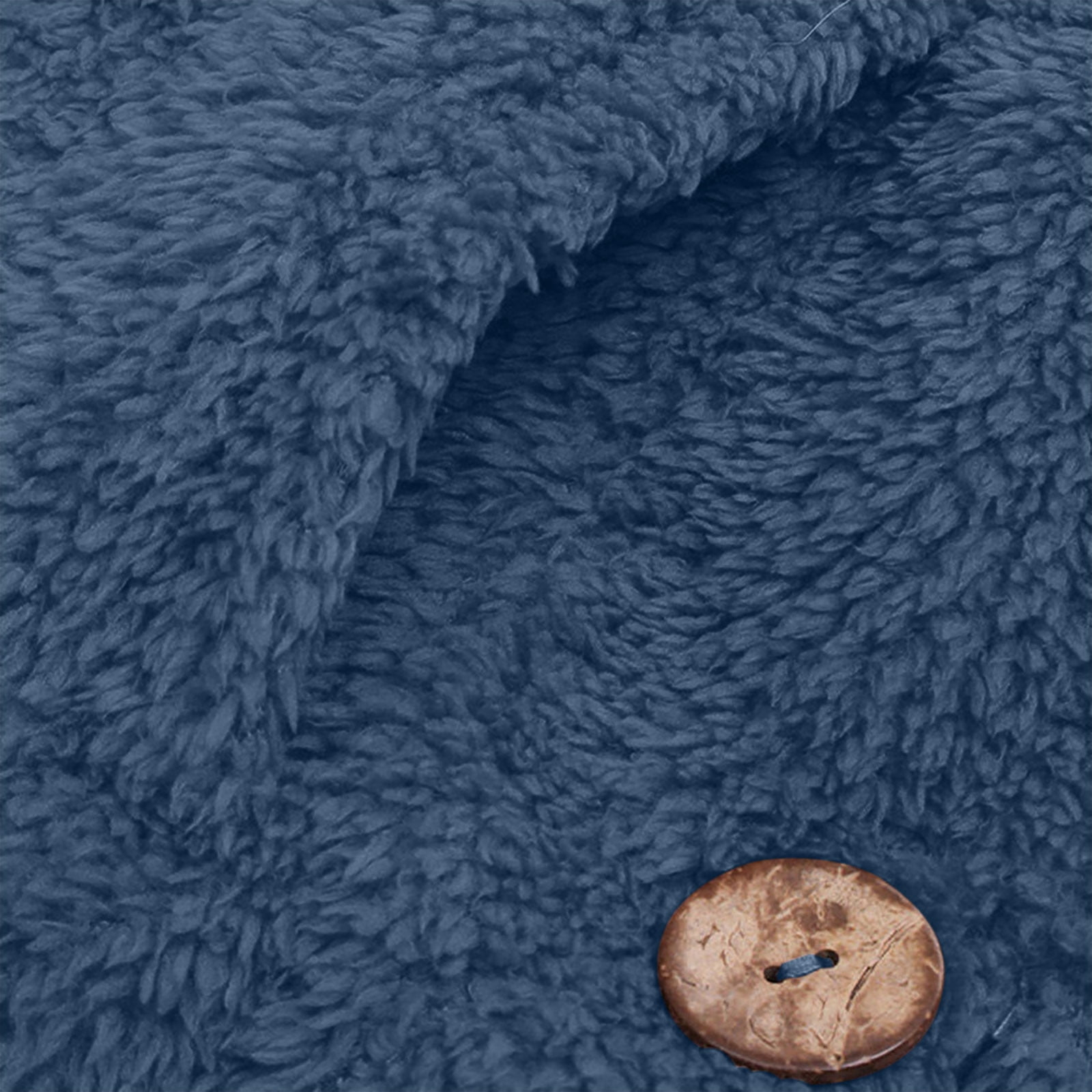 FNFYFH Womens Winter Fleece Coats Fluffy Button Long Sleeve Hoodies Jackets 2025 Warm Teddy Bear Outerwear Plus Size Hooded Coats for Women Blue S-5XL