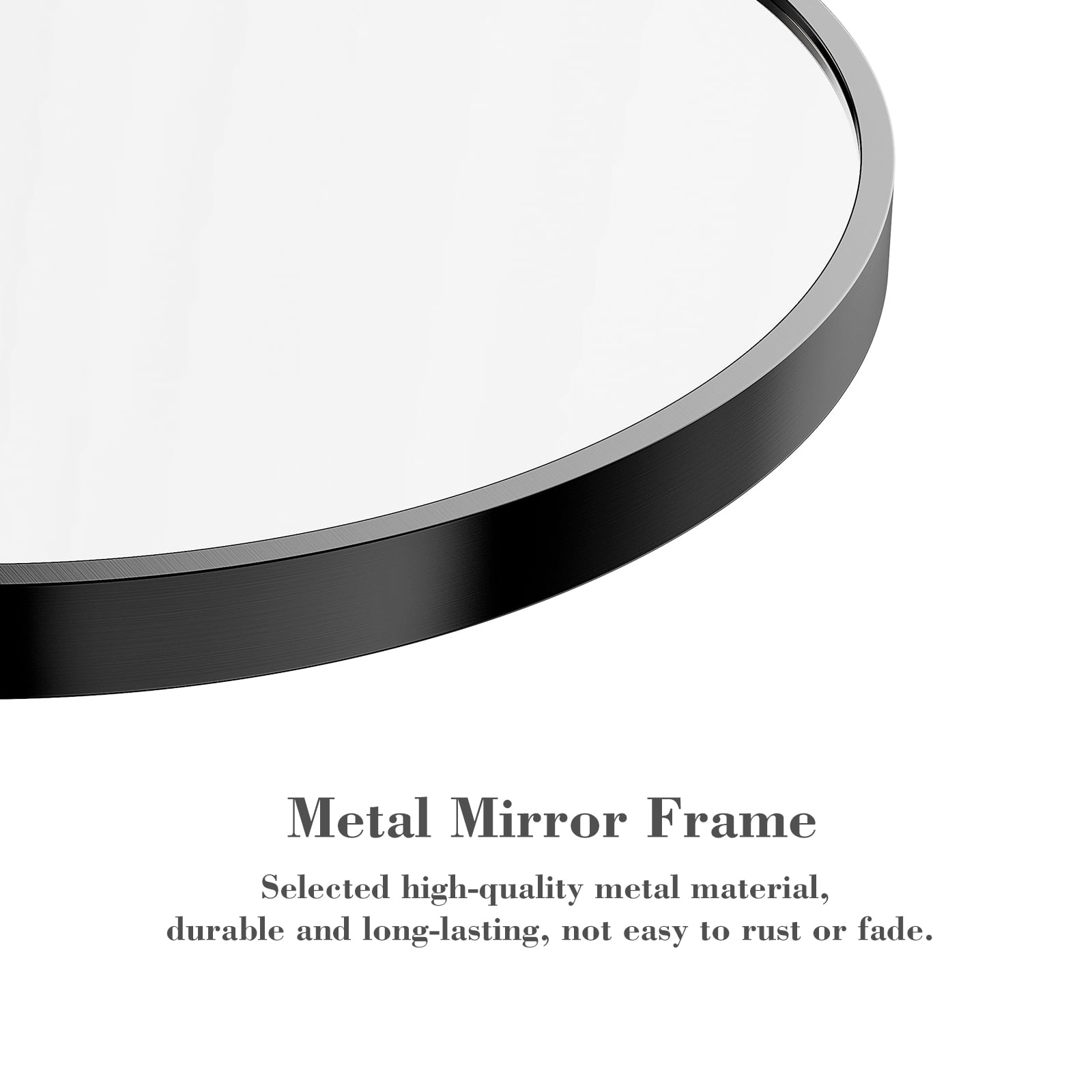 GIANNA 20-inch Round Bathroom Vanity Mirror – Shatterproof, Silver-Plated with Rust-Resistant Aluminum Frame, Black