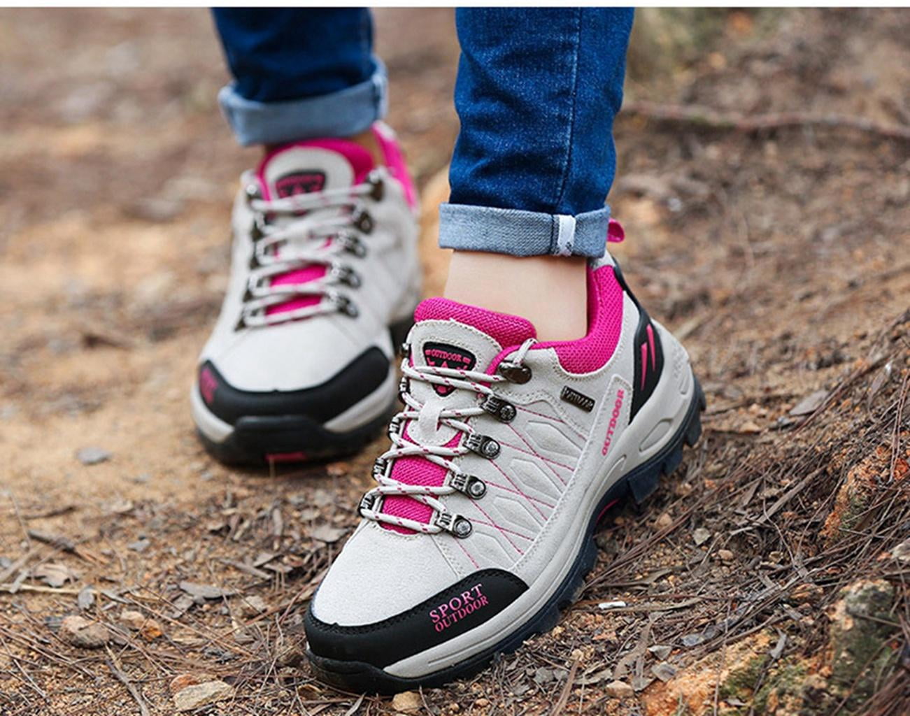 Women's Hiking Shoes Waterproof Anti-Slip Outdoor Ankle Boots Hike Trekking Shock Absorption Boots for Camping Climbing