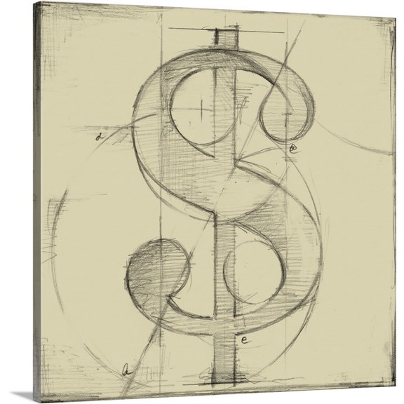 Great BIG Canvas | "Drafting Symbols VI" Canvas Wall Art - 16x16