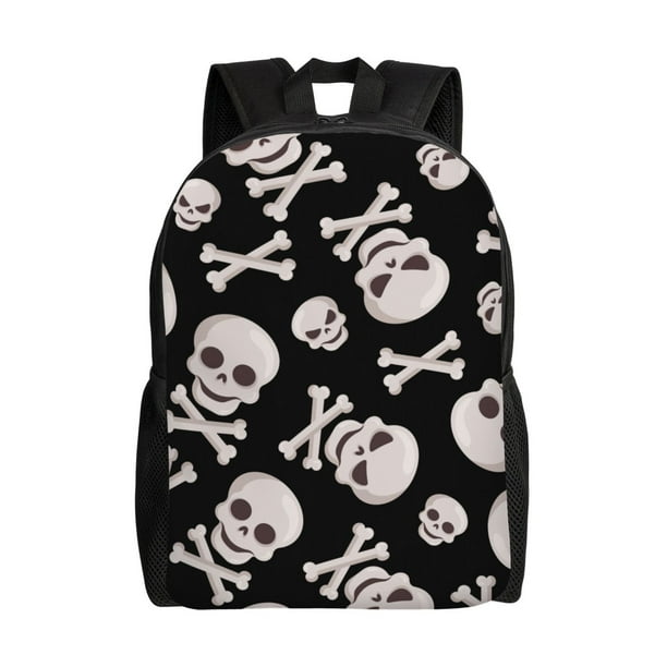 Balery black white Skull bone Mochila - Mochila Estilosa y Duradera para Laptop de 15 Pulgadas con Tela Oxford Impermeable