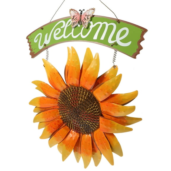 LEORX Sunflower Welcome Sign Metal Wall Decor Pastoral Flower Decoration for Home