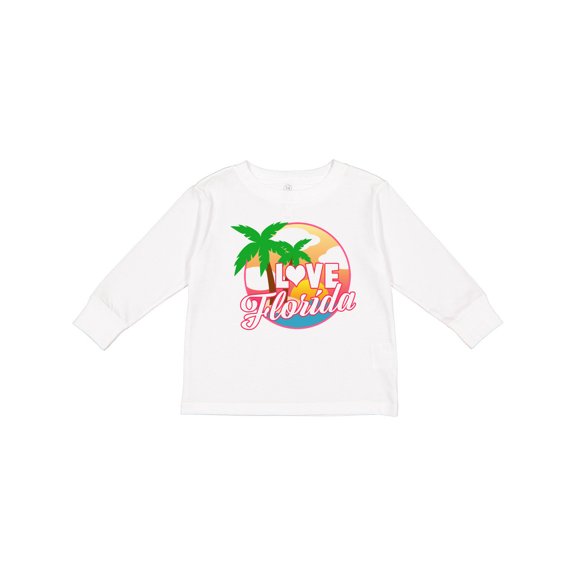 Inktastic I Love Florida with Ocean and Palm Trees Boys or Girls Long Sleeve Toddler T-Shirt