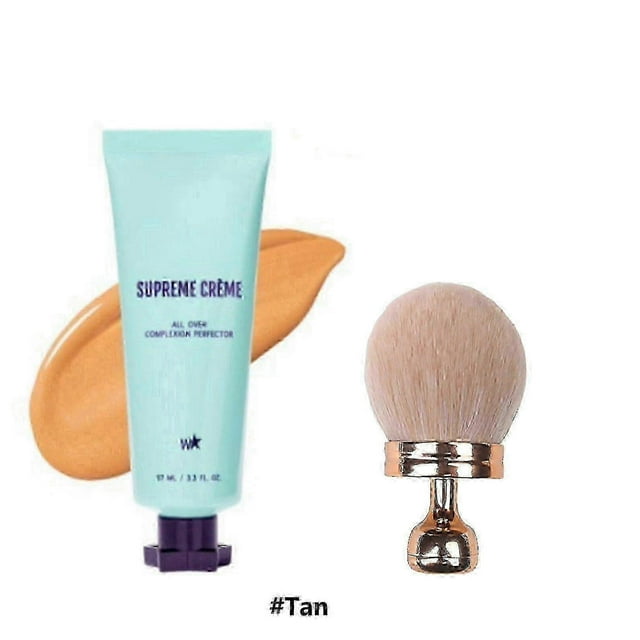 Supreme Creme All-Over Complexion Perfector CC Cream Foundation & Makeup Brush, Long-Lasting All-in-One Blemishes Concealer-cheng du
