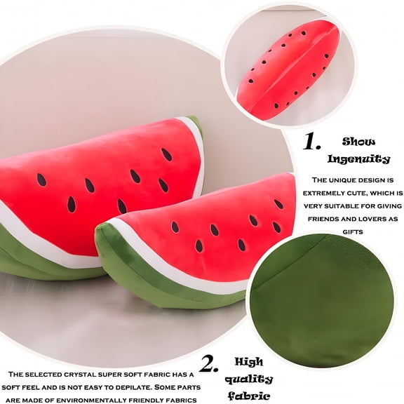 BESTSKY Watermelon Plush Pillow,Soft Toys Fruit Series Cute Stuffed Fruit Toy Hug Pillow Gifts for Kids,Soft Pillow Cushion Home Decoration Plush Toy Gift,Red