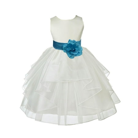 

Ekidsbridal Satin Shimmering Organza Ivory Flower Girl Dress Bridesmaid Wedding Pageant Communion Ceremony Birthday Baptism 4613S 2