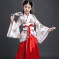 thumbnail image 4 of Traje de bata de seda chino gratis, Kimono para niñas y niños, abanico étnico Vintage tradicional de China, traje de baile de coro de estudiantes Hanfu, 4 of 5