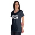 thumbnail image 4 of Inkmeso Vaccinated And Ready To Travel Funny Pro-Vaccine V-Neck T-shirt For Womens, 4 of 8
