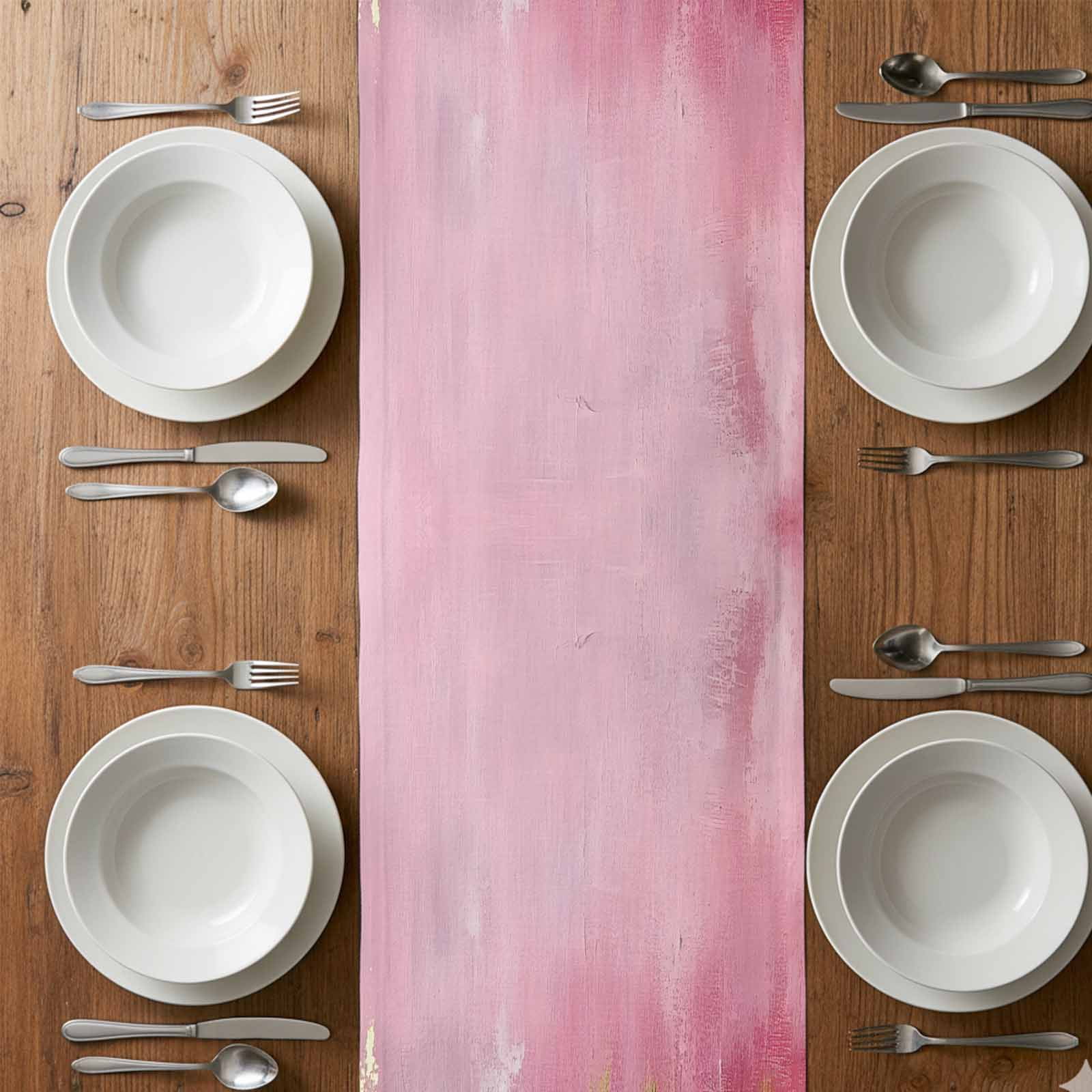 Abstract Street Art Table Runner 13x120 inch Pink Gold Watercolor Decoration Cotton Linen Dining Table Runner Ideal for Dresser Kitchen Coffee Tables - Machine Washable