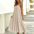 thumbnail image 5 of Ygbgbb Women's Spaghetti Strap Pleated Maxi Dress, Flowy Sundress, Pleated Design Lightweight Dress for Beach & Vacation Beige XL, 5 of 8
