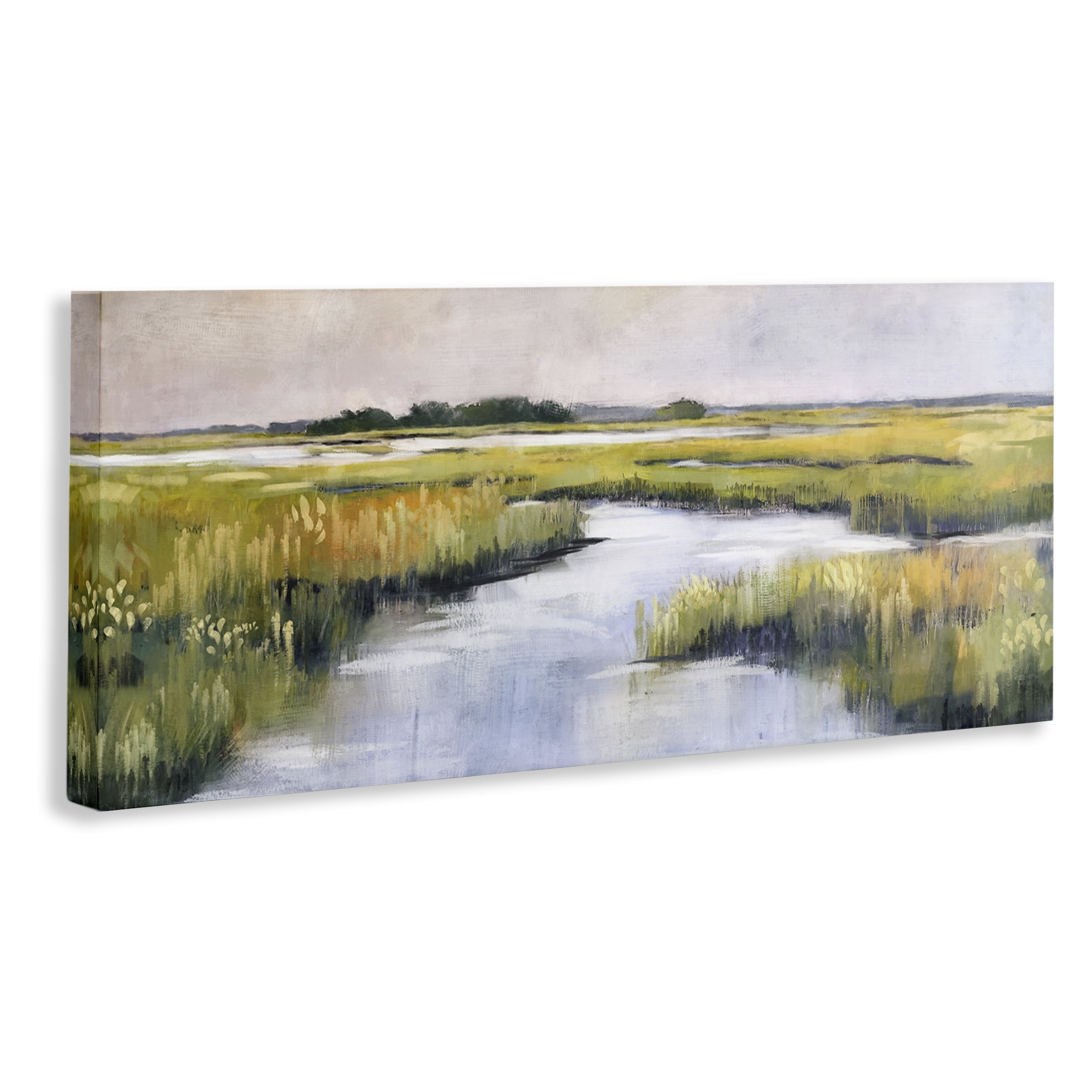 Stupell Industries Grassy Rural Marshlands Landscape & Nature Painting Wrapped Canvas Art Print Wall Art, 30 x 13