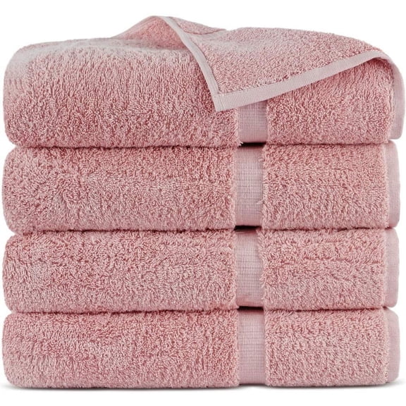 Turkish Cotton Towel Set (Pink, Bath Towels - Set of 4)