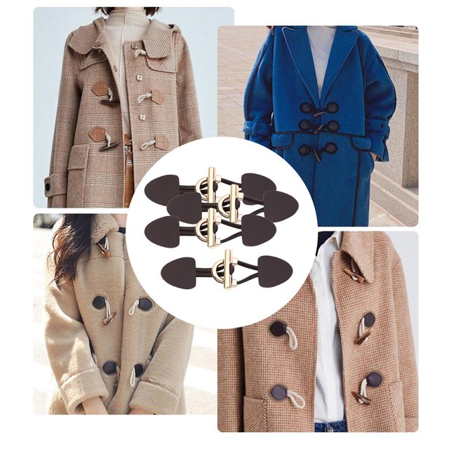 4 pares de palancas de costura de cuero con broches de botón de cuerno de resina, accesorios de costura para ropa, chaqueta, Marron Baoblaze Cierre de palanca de cuerno