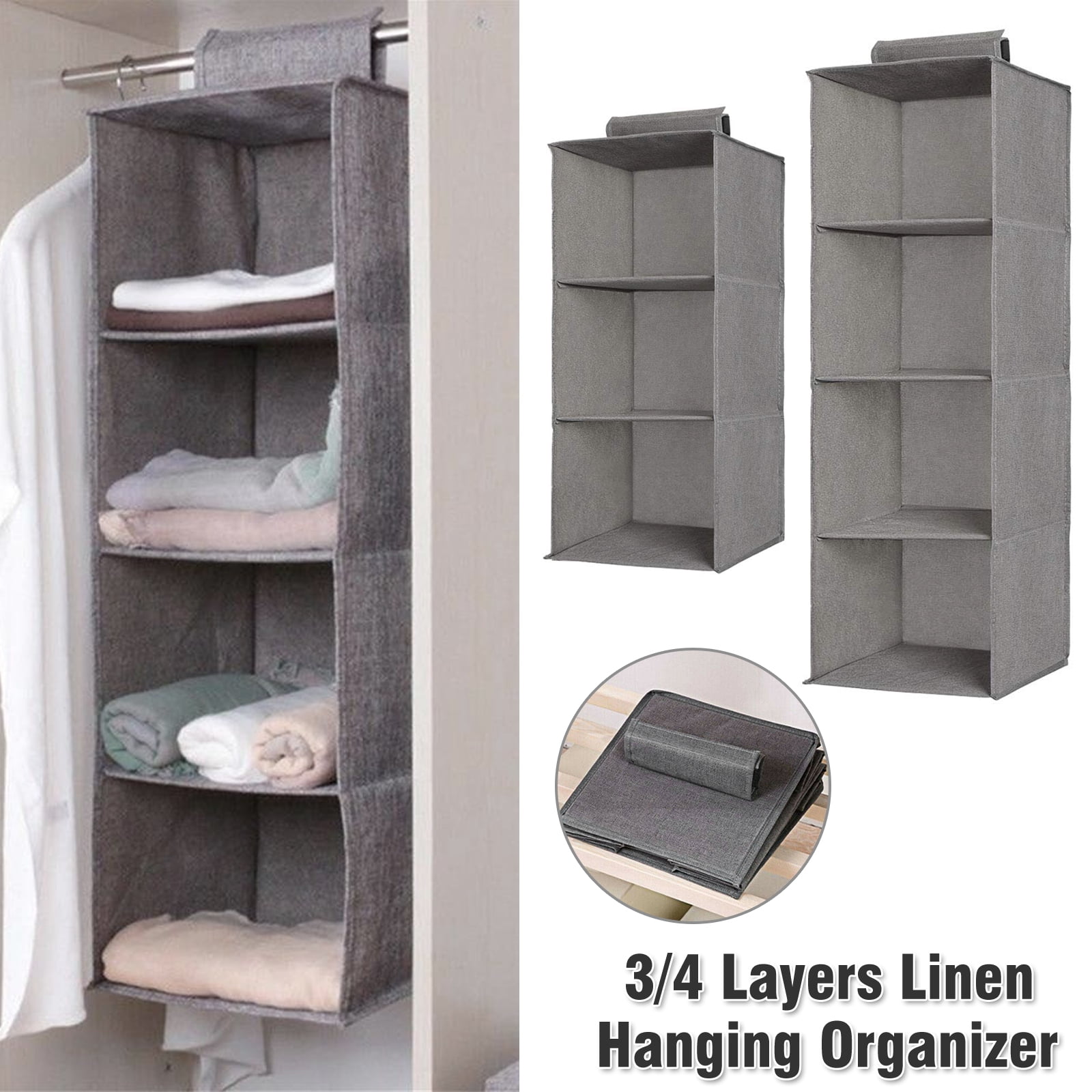 SMIRLY Hanging Closet Organizer Shelves Grey 6 Shelf Closet Storage High-Quality 