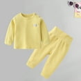 thumbnail image 4 of Elainilye Fashion Baby Girl Fall Outfits Underwear Set Cotton Mock Neck Winter Coat High-waisted Pants 2 Piece Set,Yellow, 4 of 5