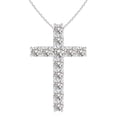 thumbnail image 1 of Angara Natural Diamond Necklace - Shared Prong-Set Diamond Cross Pendant in Platinum for Women, 1 of 9
