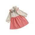 thumbnail image 2 of Kmbangi Baby Long Sleeve Dress with Ruffle Decoration, Flower Corduroy, 2 of 9