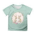 thumbnail image 1 of NINGMENG Juniors Filles Hauts & T-Shirts Lapin de Pâques Col Rond Manches Courtes Hauts Décontractés Chandail T-Shirts Usage Quotidien, Vert, 12-13 Ans, 1 of 4
