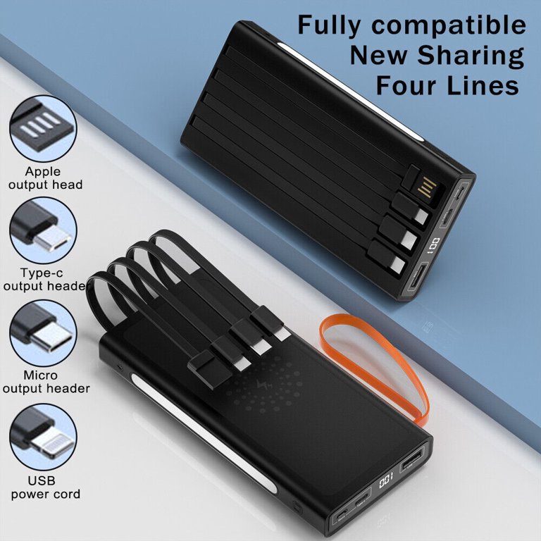 1000000mAh Portable Power Bank With 4 USB Ports & LCD Display - Fast Charger For Phones