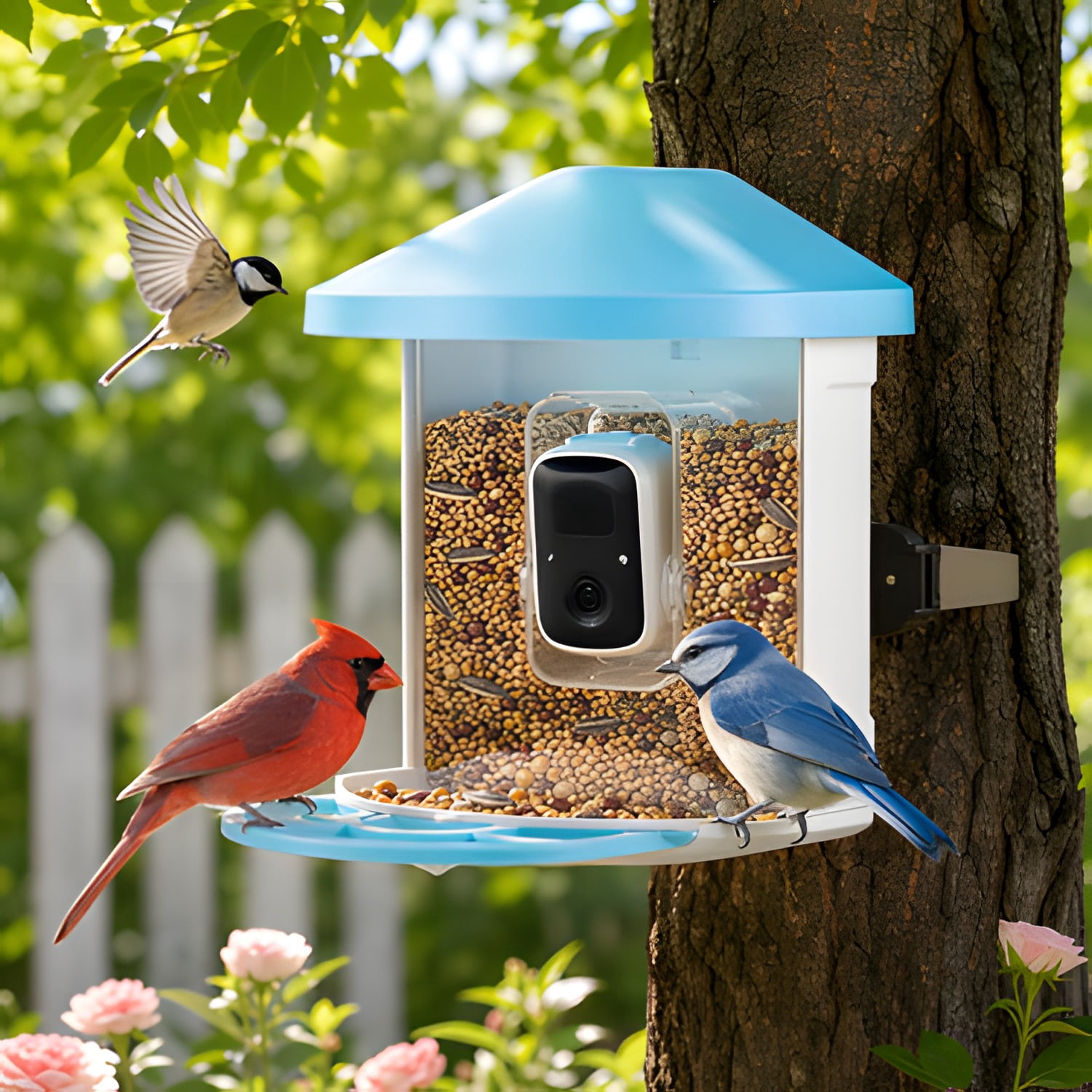 Smart Bird Feeder with Camera, 2K HD AI Identify 10,000+ Bird Species, Solar-Powered Bird Watching Camera with Auto Capture & Instant Notify, Wireless Outdoor Ideal Gift for Bird Lovers (Green)
