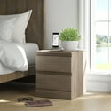 Brindle Low Profile Nightstand with 2 Drawers & USB