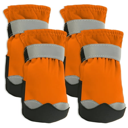 TELOLY 4Pcs Dog Shoes Non-Slip Grip Dog Boots Stable Movement Dog Shoes Large Size Dogs Orange 3in