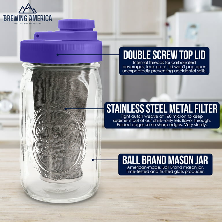 Cold Brew Coffee Maker Kit: Wide Mouth Mason Jar with Screw Top