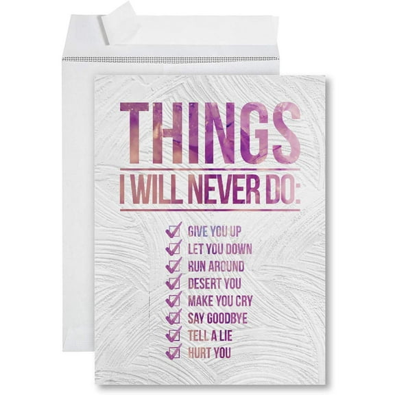 Koyal Wholesale Funny Jumbo Birthday Card With Envelope 8.5 x 11 inch, Greeting Card, Things I will Never Do